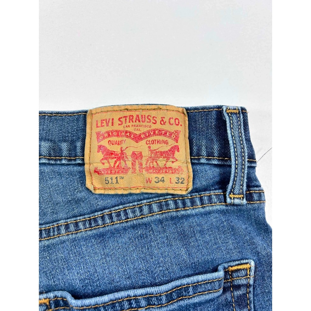 Levis 511 Slim Fit Jeans Mens 34x32 Medium Wash Blue Denim 04511-4574 - Picture 8 of 9